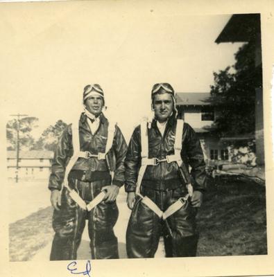 Ed (on left) in paratrooper outfit.