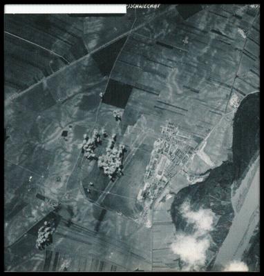 March 15, 1945 - Target: Schwechat Oil Refinery.  Bombs beging to hit near the oil refinery.  Final results for the mission had some good hits on target.